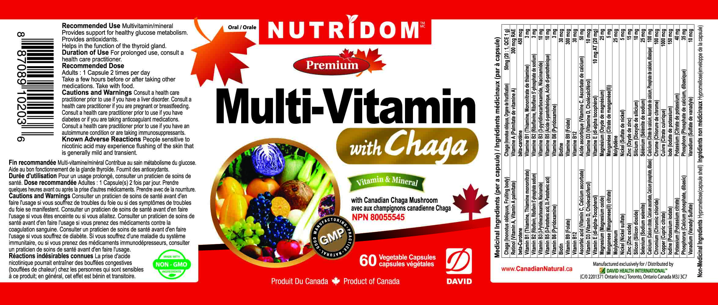 NUTRIDOM MULTI-VITAMIN WITH CHAGA